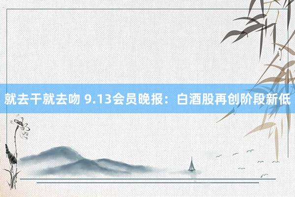 就去干就去吻 9.13会员晚报：白酒股再创阶段新低