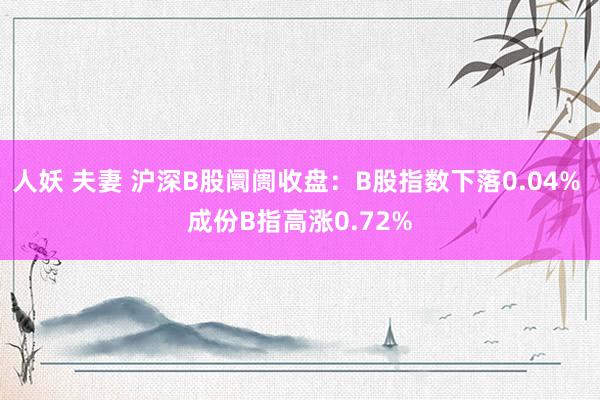 人妖 夫妻 沪深B股阛阓收盘：B股指数下落0.04% 成份B指高涨0.72%