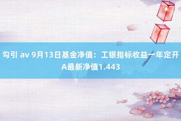 勾引 av 9月13日基金净值：工银指标收益一年定开A最新净值1.443