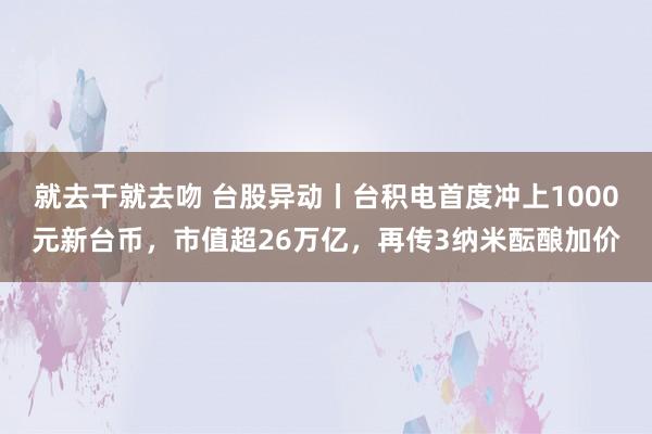 就去干就去吻 台股异动丨台积电首度冲上1000元新台币，市值超26万亿，再传3纳米酝酿加价