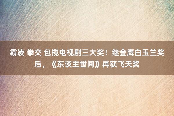 霸凌 拳交 包揽电视剧三大奖！继金鹰白玉兰奖后，《东谈主世间》再获飞天奖