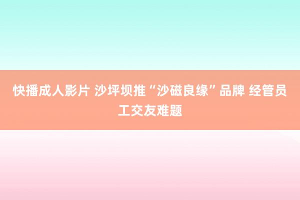 快播成人影片 沙坪坝推“沙磁良缘”品牌 经管员工交友难题