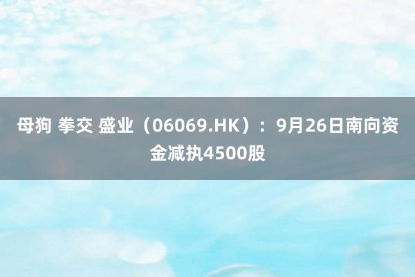 母狗 拳交 盛业（06069.HK）：9月26日南向资金减执4500股