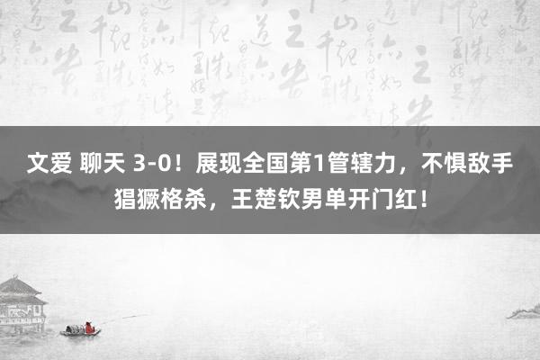 文爱 聊天 3-0！展现全国第1管辖力，不惧敌手猖獗格杀，王楚钦男单开门红！