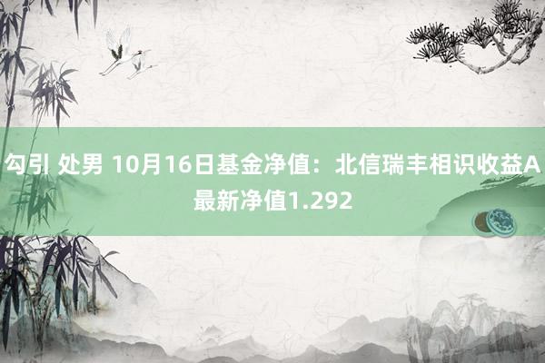 勾引 处男 10月16日基金净值：北信瑞丰相识收益A最新净值1.292