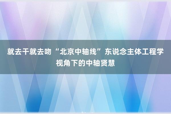 就去干就去吻 “北京中轴线” 东说念主体工程学视角下的中轴贤慧