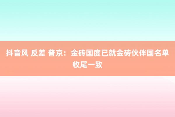 抖音风 反差 普京：金砖国度已就金砖伙伴国名单收尾一致