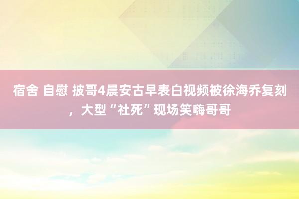 宿舍 自慰 披哥4晨安古早表白视频被徐海乔复刻，大型“社死”现场笑嗨哥哥