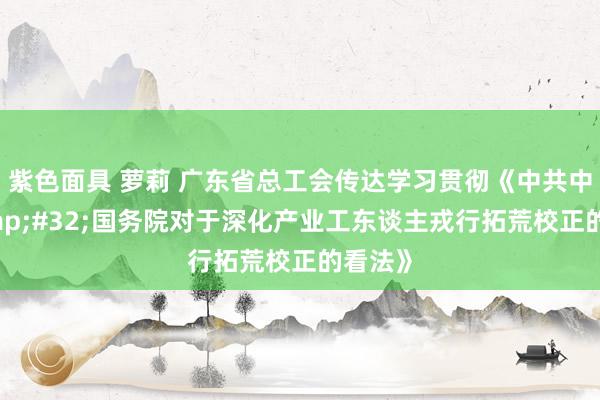 紫色面具 萝莉 广东省总工会传达学习贯彻《中共中央&#32;国务院对于深化产业工东谈主戎行拓荒校正的看法》