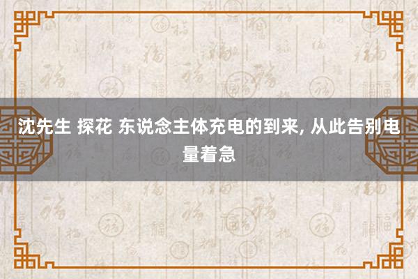 沈先生 探花 东说念主体充电的到来， 从此告别电量着急