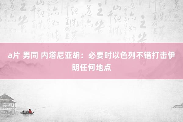 a片 男同 内塔尼亚胡：必要时以色列不错打击伊朗任何地点