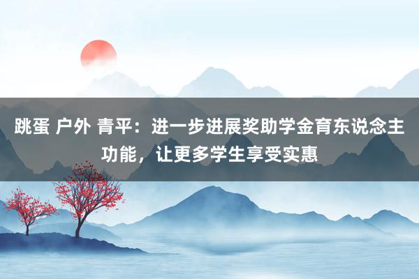 跳蛋 户外 青平：进一步进展奖助学金育东说念主功能，让更多学生享受实惠