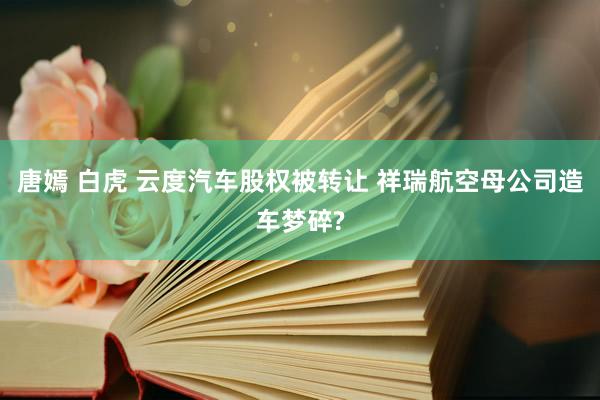 唐嫣 白虎 云度汽车股权被转让 祥瑞航空母公司造车梦碎?