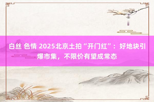 白丝 色情 2025北京土拍“开门红”：好地块引爆市集，不限价有望成常态