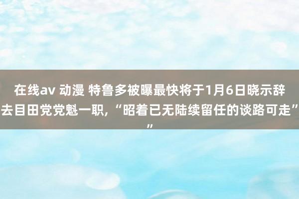 在线av 动漫 特鲁多被曝最快将于1月6日晓示辞去目田党党魁一职， “昭着已无陆续留任的谈路可走”