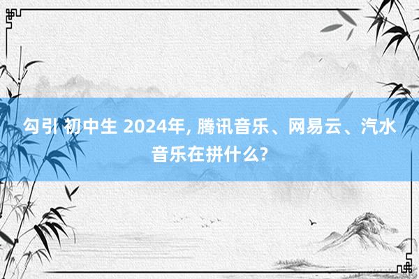 勾引 初中生 2024年， 腾讯音乐、网易云、汽水音乐在拼什么?