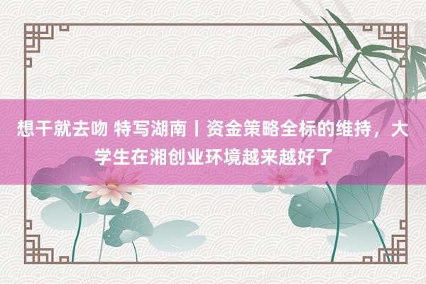 想干就去吻 特写湖南丨资金策略全标的维持，大学生在湘创业环境越来越好了