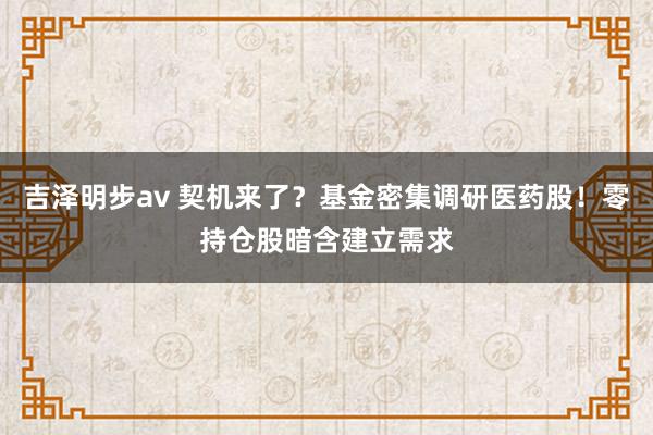 吉泽明步av 契机来了？基金密集调研医药股！零持仓股暗含建立需求