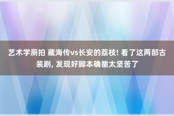 艺术学厕拍 藏海传vs长安的荔枝! 看了这两部古装剧, 发现好脚本确凿太坚苦了